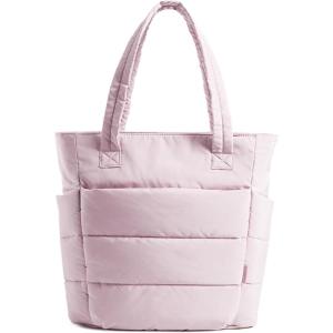 BAGSMART Tote Bag for Women, Lightweight Puffy Tote Bag with Compartments Shoulder Bag Handbag for Travel, Work, Gym | Lightweight, Puffy, Tote Bag with Compartments, Quilted, for Travel, Work(Slim Size-pink)