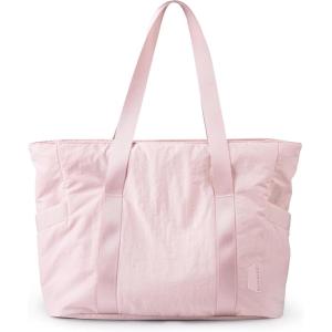 BAGSMART Tote Bag for Women, Tote Bag with Zipper Work Tote with Compartments Nurse Shoulder Hanbag for Travel, Gym(B-baby Pink-small-24l)