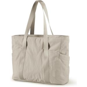 BAGSMART Tote Bag for Women, Tote Bag with Zipper Work Tote with Compartments Nurse Shoulder Hanbag for Travel, Gym(C-grayish Brown-medium-28l)