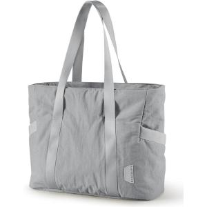 BAGSMART Tote Bag for Women, Tote Bag with Zipper Work Tote with Compartments Nurse Shoulder Hanbag for Travel, Gym(K-grey-small-24l)