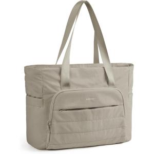 BAGSMART Tote Bag for Women, Tote Bag with Zipper Work Tote with Compartments Nurse Shoulder Hanbag for Travel, Gym(N-grayish Brown-small)