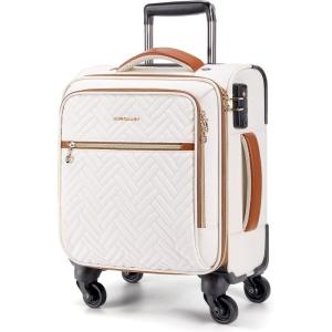 BAGSMART Underseat Carry On luggage Airline approved, 16-inch Softside Underseater Travel Suitcase with Spinner Wheels Lightweight Overnight Bag Small Rolling Carry-on for Women Men Weekender,Black(Underseat-Beige)