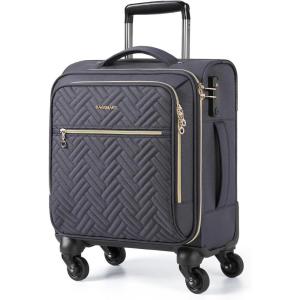 BAGSMART Underseat Carry On luggage Airline approved, 16-inch Softside Underseater Travel Suitcase with Spinner Wheels Lightweight Overnight Bag Small Rolling Carry-on for Women Men Weekender,Black(Underseat-Grey)