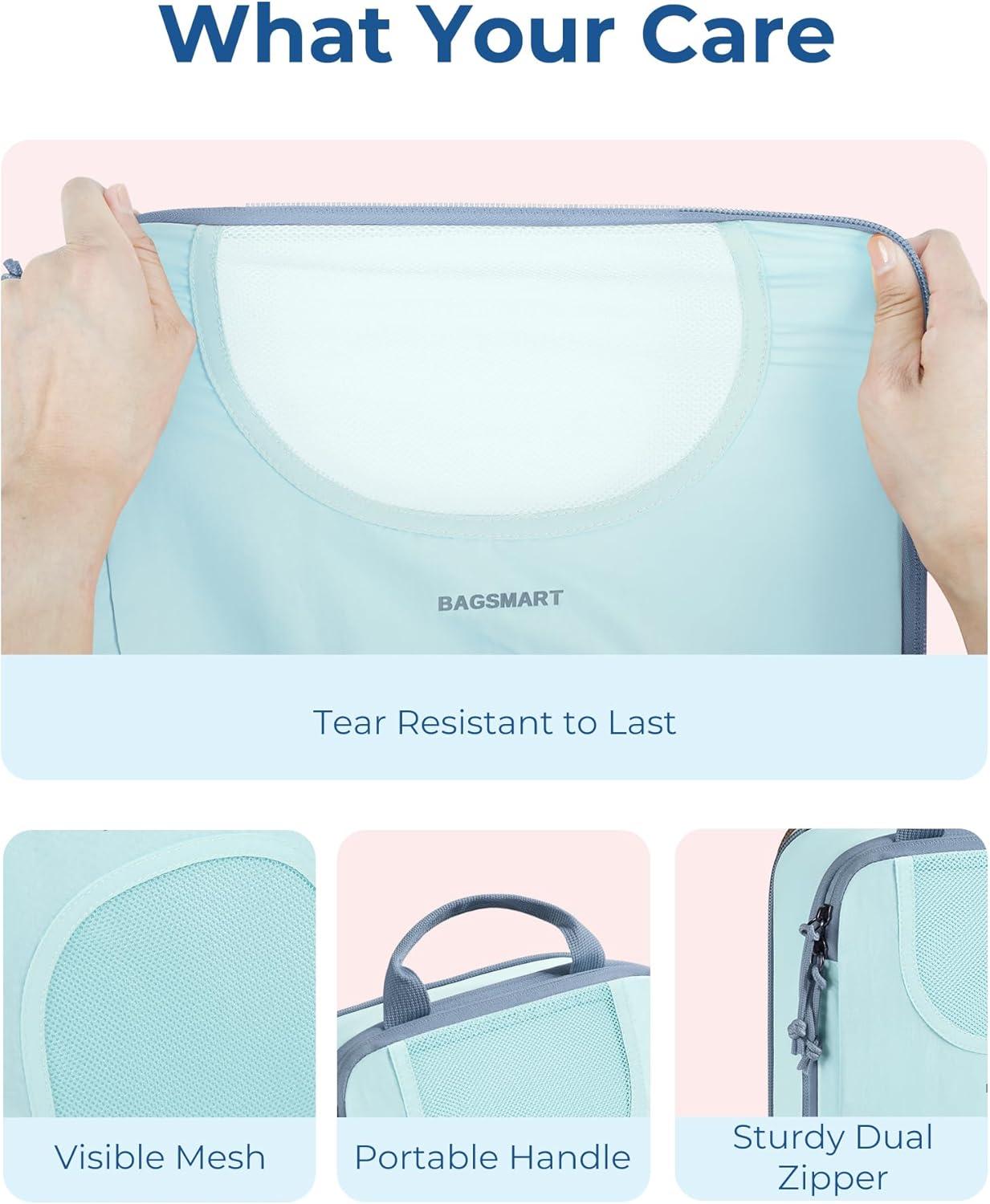 imageBAGSMART 6 Set Packing Cubes for Suitcases Lightweight Suitcase Organizers amp Compression Travel Cubes06Sky Blue