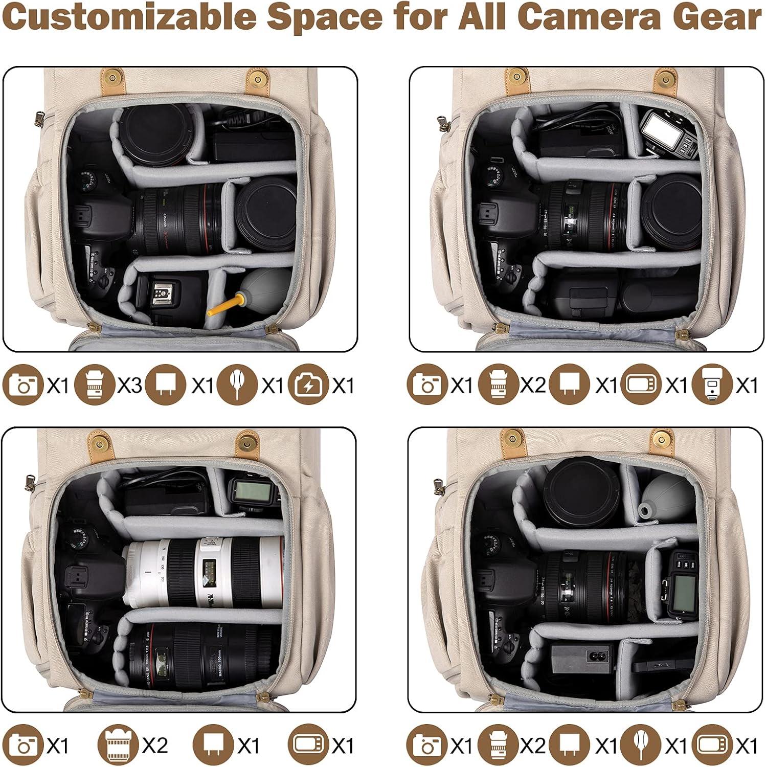 imageBAGSMART Camera Backpack DSLR SLR Waterproof Camera Bag AntiTheft Photography Backpack with 15 Inch Laptop Compartment Tripod Holder amp Rain Cover BlackIvory White