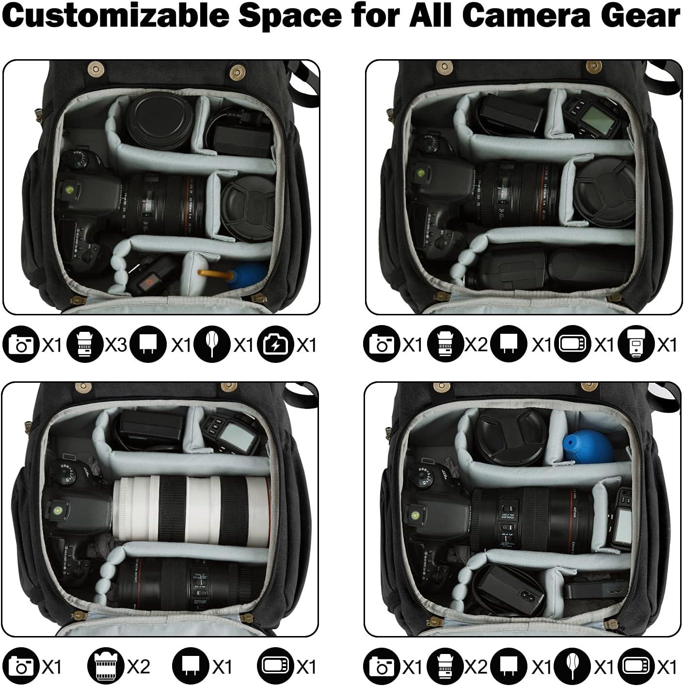 imageBAGSMART Camera Backpack DSLR SLR Waterproof Camera Bag AntiTheft Photography Backpack with 15 Inch Laptop Compartment Tripod Holder amp Rain Cover BlackBlack