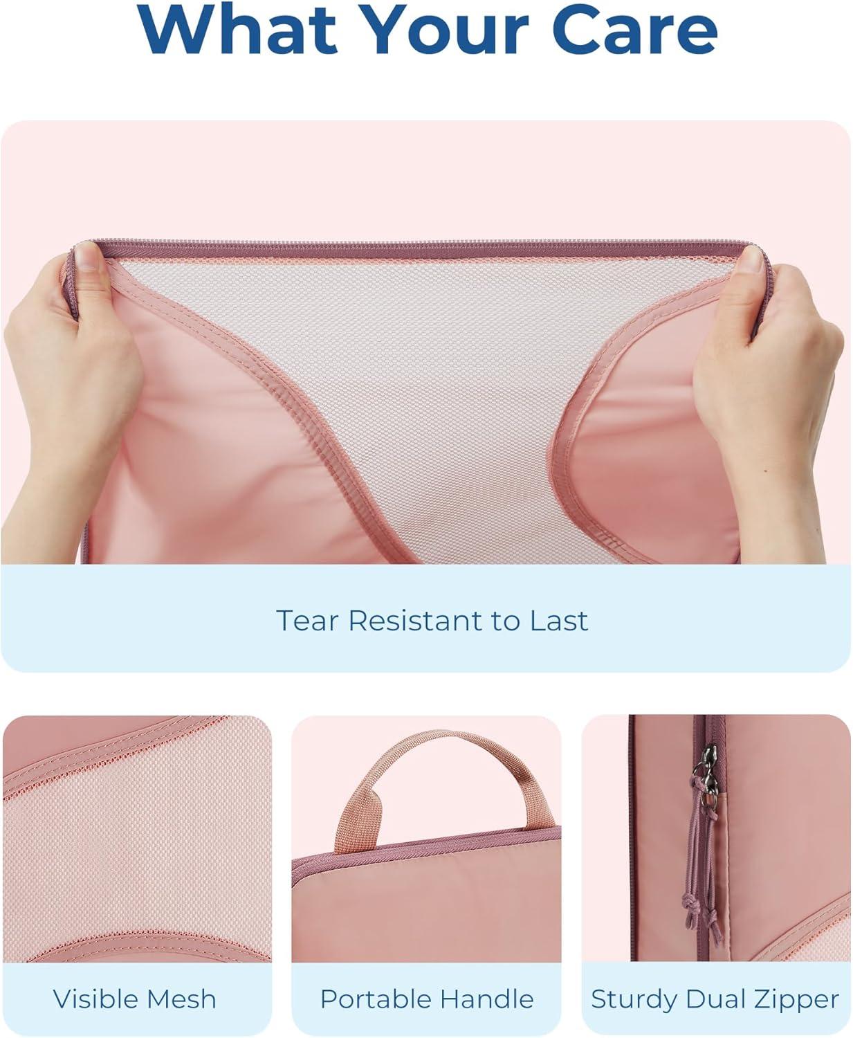 imageBAGSMART Compression Packing Cubes 6 Set Travel Packing Cubes for Suitcases Compression Suitcase Organizers with Shoe Bag04Brier Rose