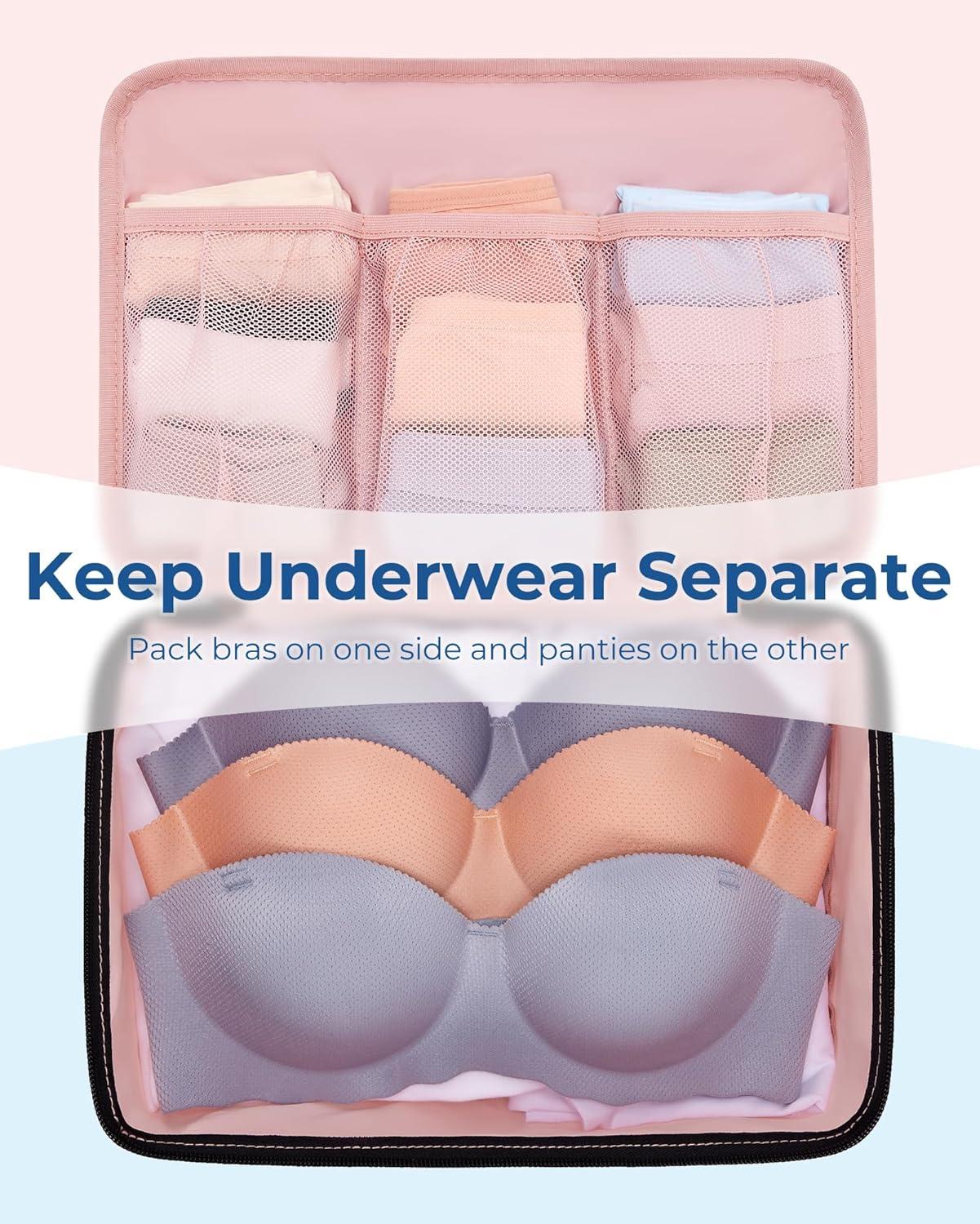 imageBAGSMART Compression Packing Cubes 6 PCS Packing Cubes for Suitcases Travel Bags Organizer for Luggage Lightweight Packing Cube for Travel EssentialsBaby Pink