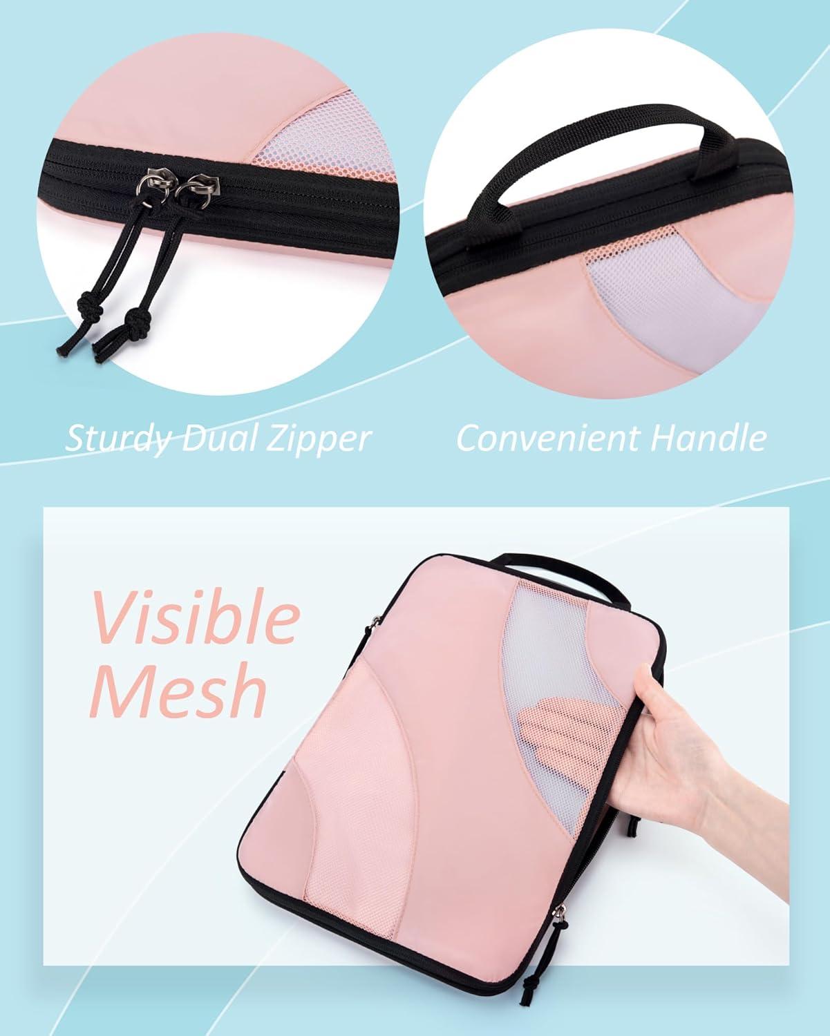 imageBAGSMART Compression Packing Cubes 6 Set4 Set2 Set Travel Packing Cubes for Carry on Suitcases Compression Suitcase Organizers Bag Set amp Travel Cubes for Luggage Lightweight Packing Organizers01Baby Pink