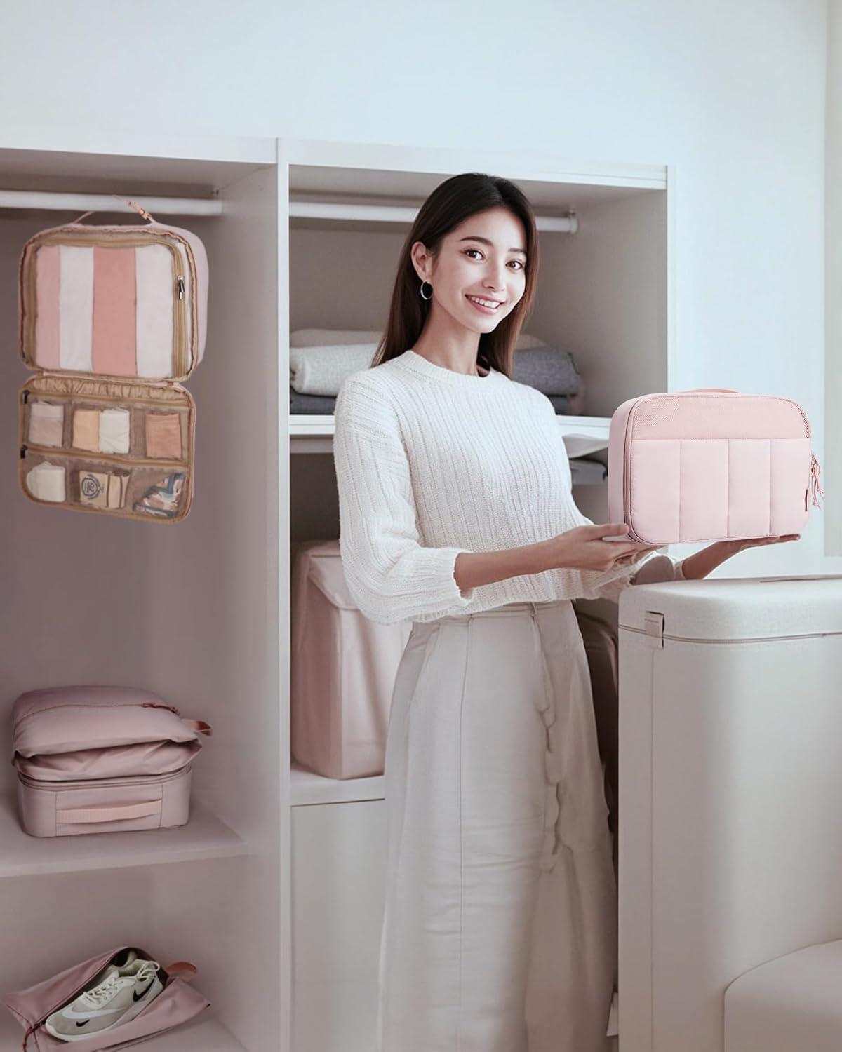 imageBAGSMART Compression Packing Cubes Travel Cubes for Packing 654 Set Suitcase Organizer Bags Set Lightweight Packing Organizers03White Opal