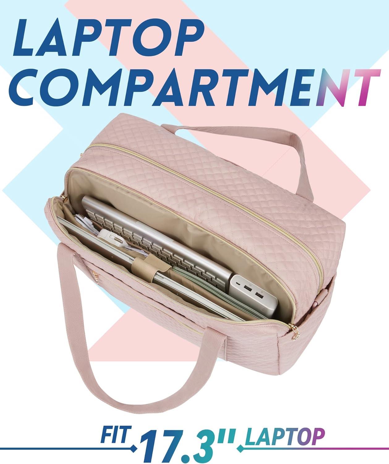 imageBAGSMART Duffle Bag 37L Large Carry On Weekender Overnight Bag with Wet Pocket Laptop Compartment And Shoes Bag for for Women Travel Business Trips SportsBlackPink