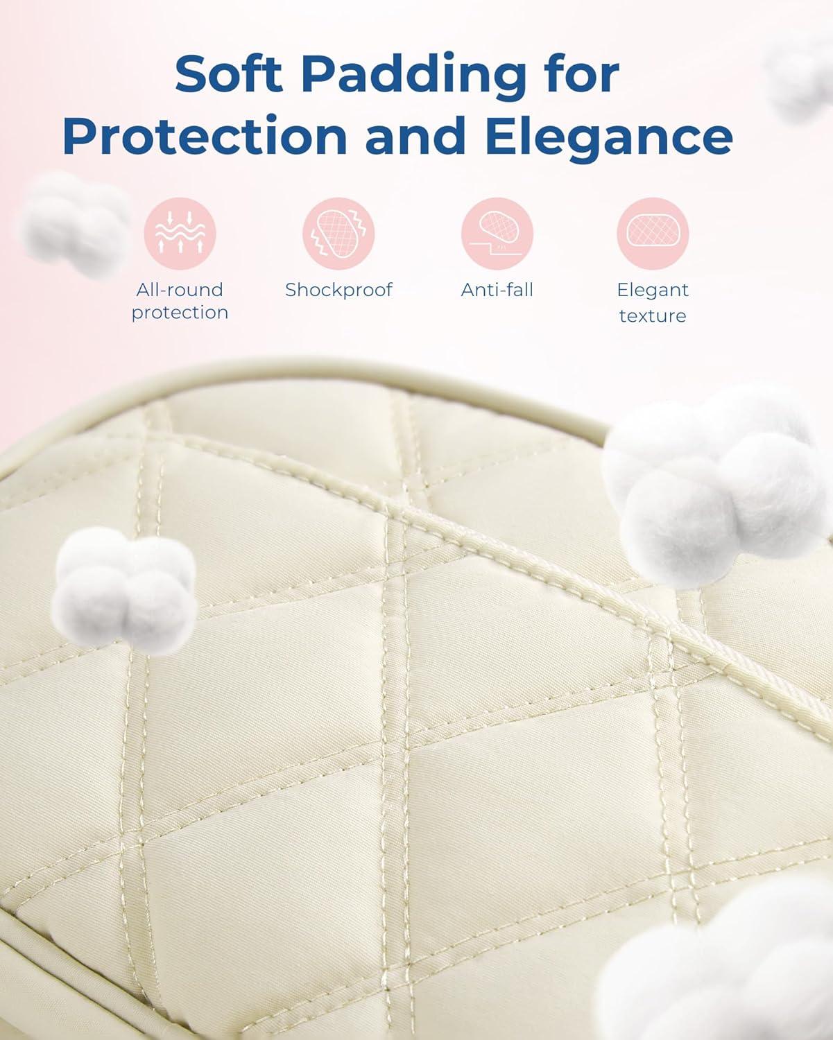 imageBAGSMART Electronics Organizer Travel Case Cord Organizer for Women Travel Cable Bag BeigeSingle Layer Beige