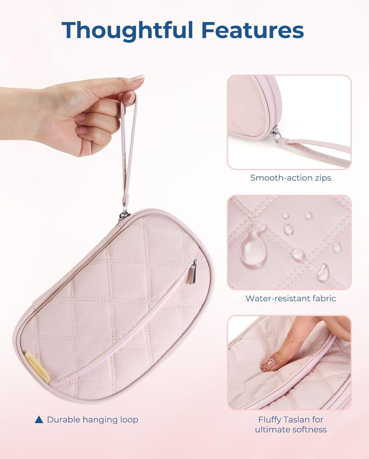 imageBAGSMART Electronics Organizer Travel Case Cord Organizer for Women Travel Cable Bag BeigeSingle Layer Pink