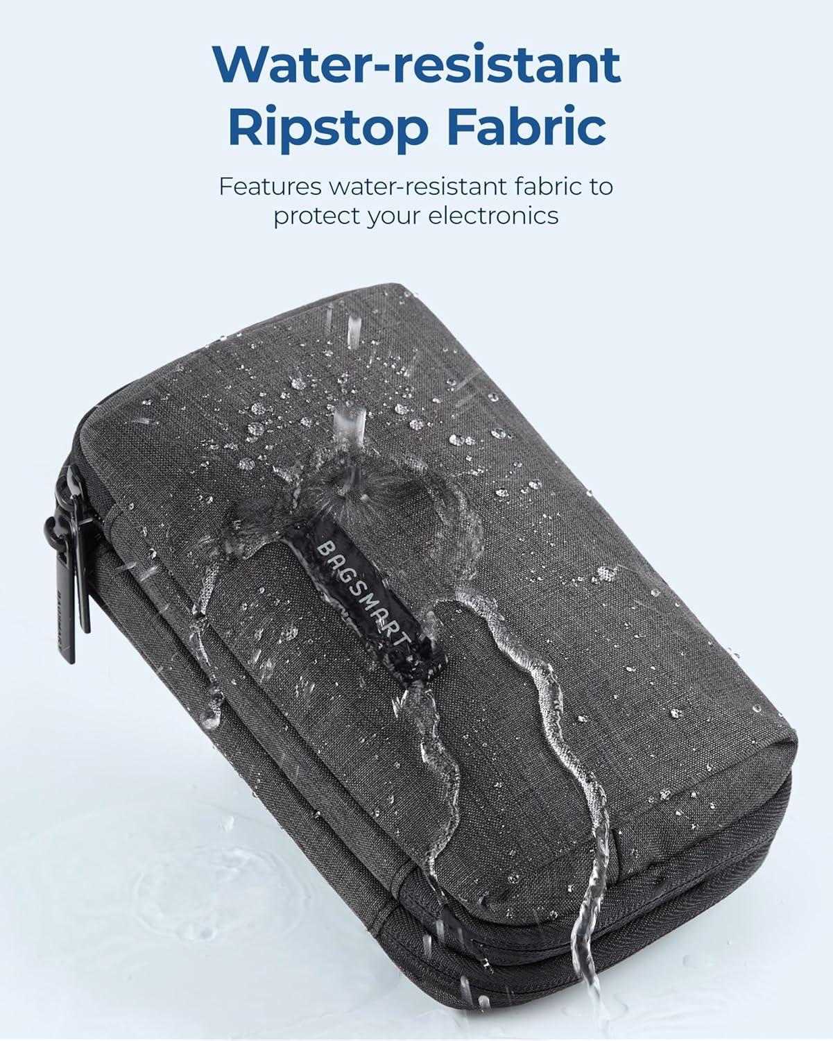 imageBAGSMART Electronics Organizer Travel Case Small Cord Bag for Travel Essentials Tech bag for Men Women Cable Organizer for Phone SD Card Black01Black