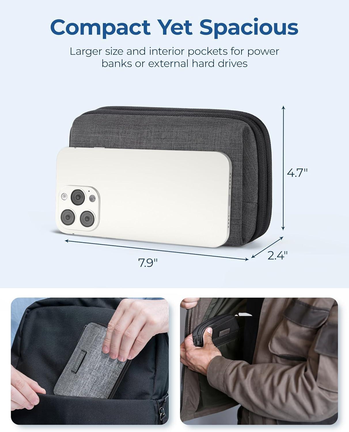 imageBAGSMART Electronics Organizer Travel Case Small Cord Bag for Travel Essentials Tech bag for Men Women Cable Organizer for Phone SD Card Black01Black