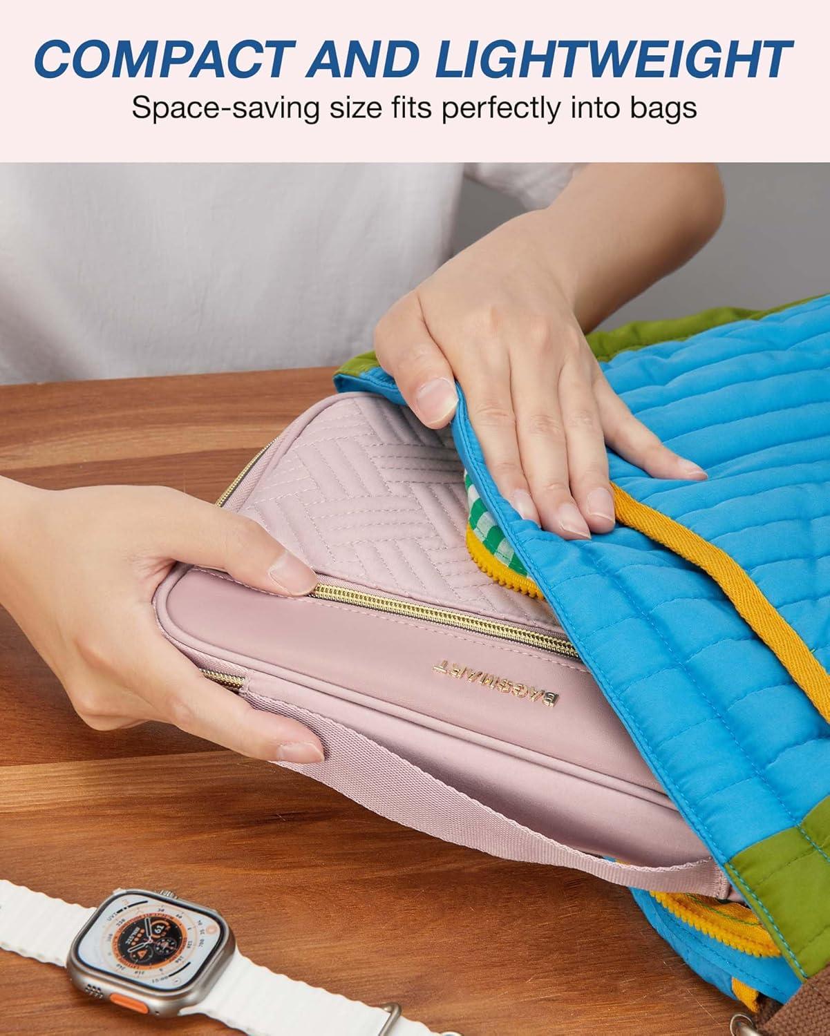 imageBAGSMART Electronics Travel Organizer Portable Tech Accessories Cord Storage Case for Charging Cables BlackSingle LayerPink