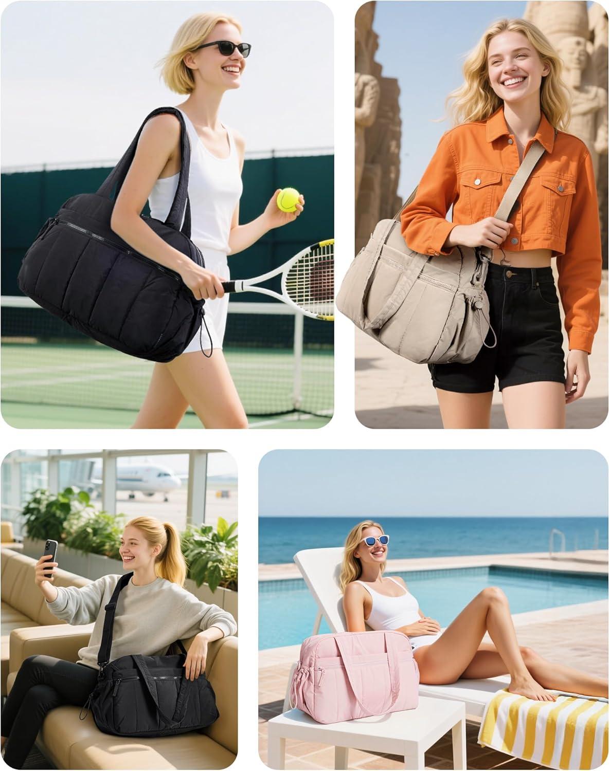 imageBAGSMART Gym Bag for Women Duffle Bag for Travel with Wet Pocket Lightweight Carry on Weekender Duffel Water ResistantLavender