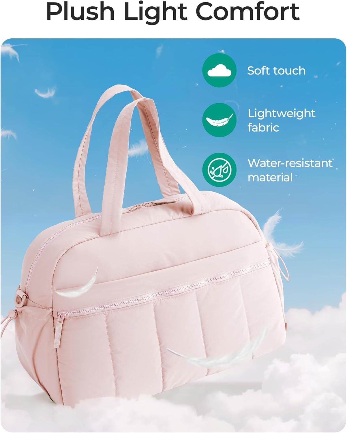 imageBAGSMART Gym Bag for Women Duffle Bag for Travel with Wet Pocket Lightweight Carry on Weekender Duffel Water ResistantPink