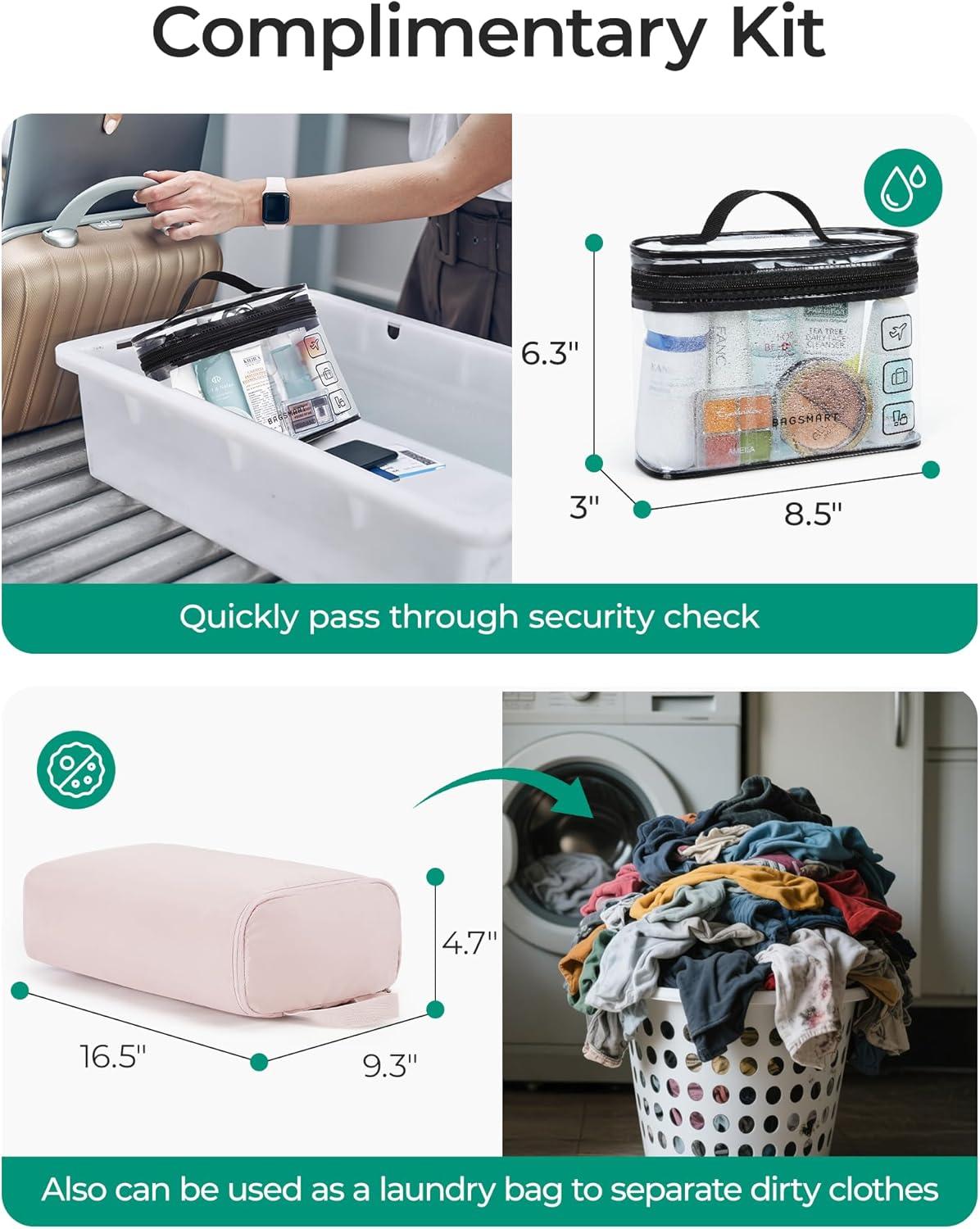 imageBAGSMART Gym Bag for Women Duffle Bag for Travel with Wet Pocket Lightweight Carry on Weekender Duffel Water ResistantPink