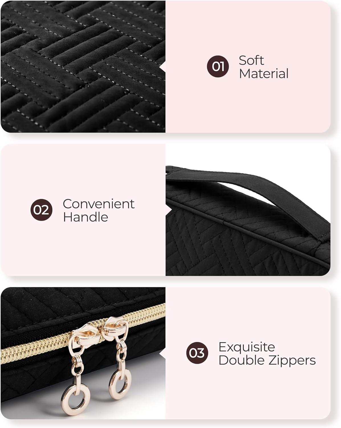 imageBAGSMART Jewelry Organizer Case Large Travel Jewelry Storage Bag for Necklace Earrings Rings Bracelet Soft PinkBlack