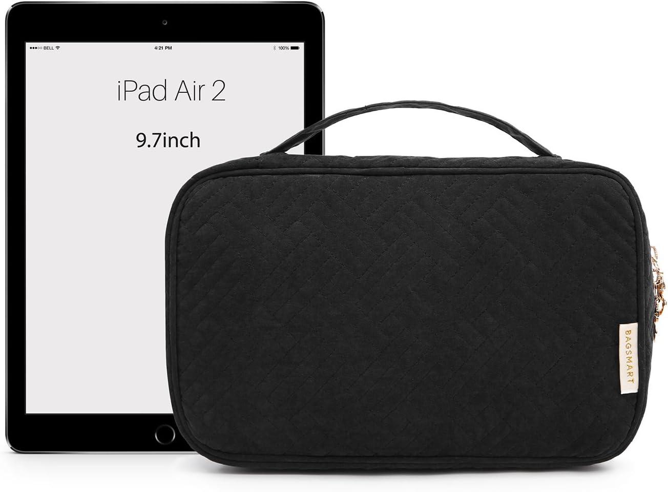 imageBAGSMART Jewelry Organizer Case Large Travel Jewelry Storage Bag for Necklace Earrings Rings Bracelet Soft PinkBlack