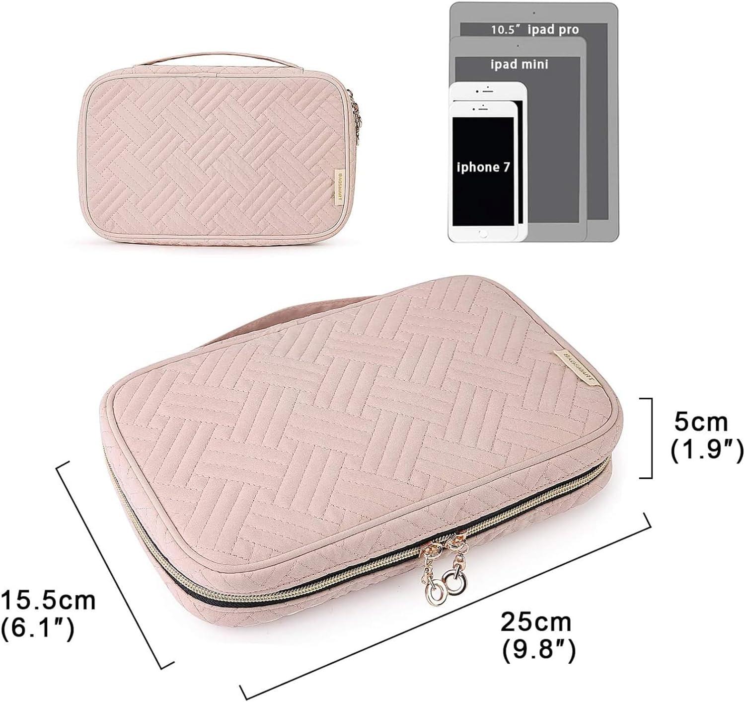 imageBAGSMART Jewelry Organizer Case Large Travel Jewelry Storage Bag for Necklace Earrings Rings Bracelet Soft PinkSoft Pink