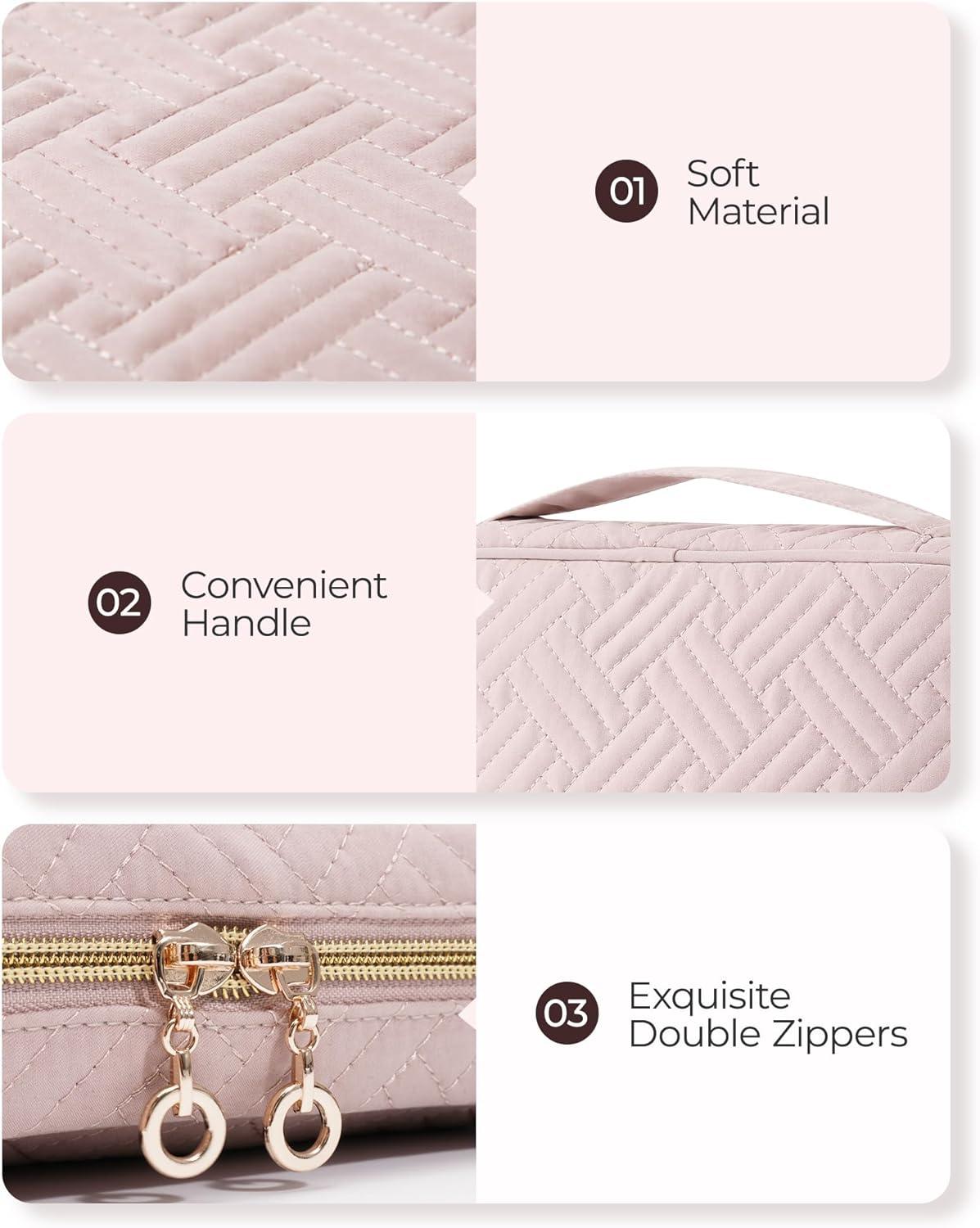 imageBAGSMART Jewelry Organizer Case Large Travel Jewelry Storage Bag for Necklace Earrings Rings Bracelet Soft PinkSoft Pink