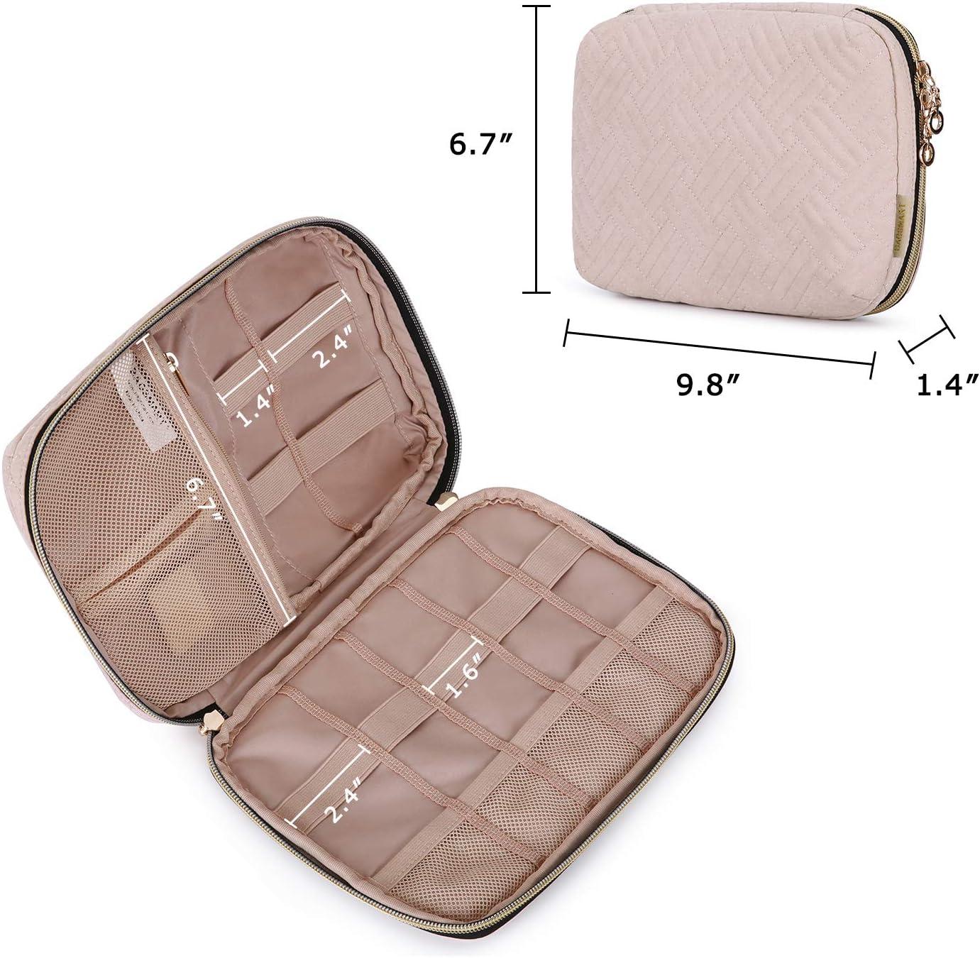 imageBAGSMART Large Electronics Organizer Travel Case Travel Essentials Cord Organizer Travel Cable Organizer Bag Travel Accessories for Women PinkAPink