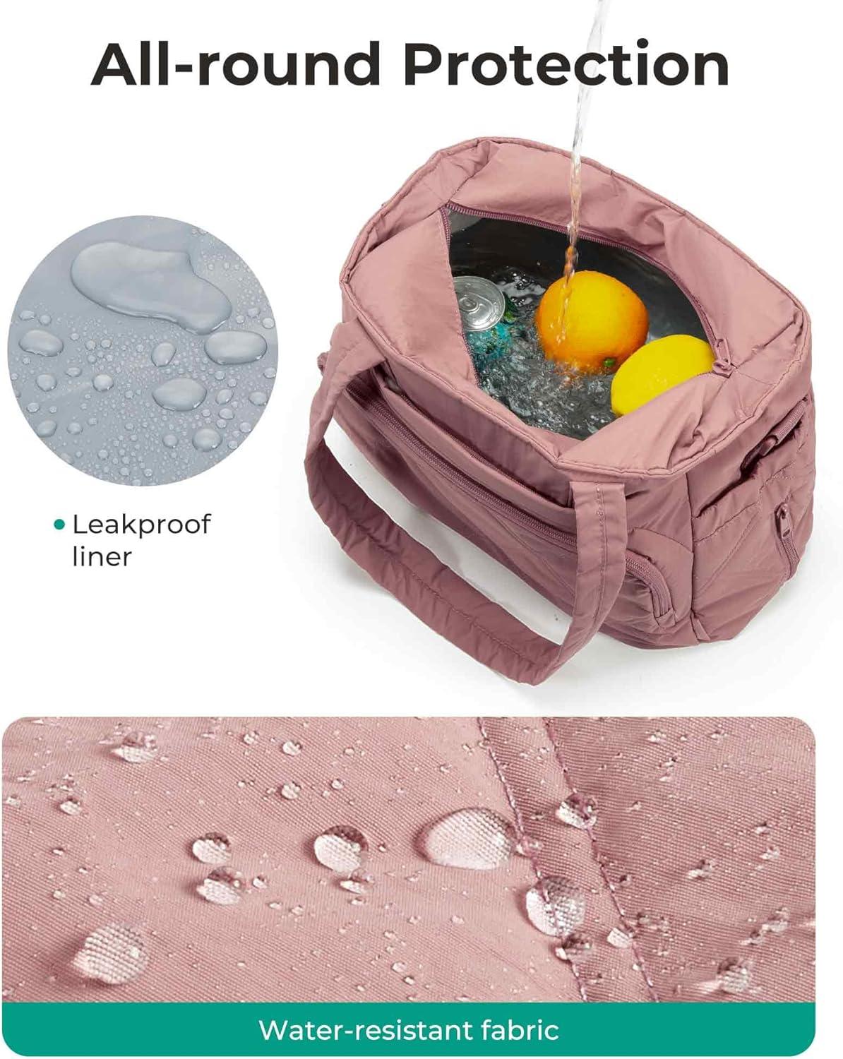 imageBAGSMART Lunch Bag Women Large Lunch Box Insulated Tote Bag with MultiPockets Quilted Puffy Tote for Work Outdoors04Black