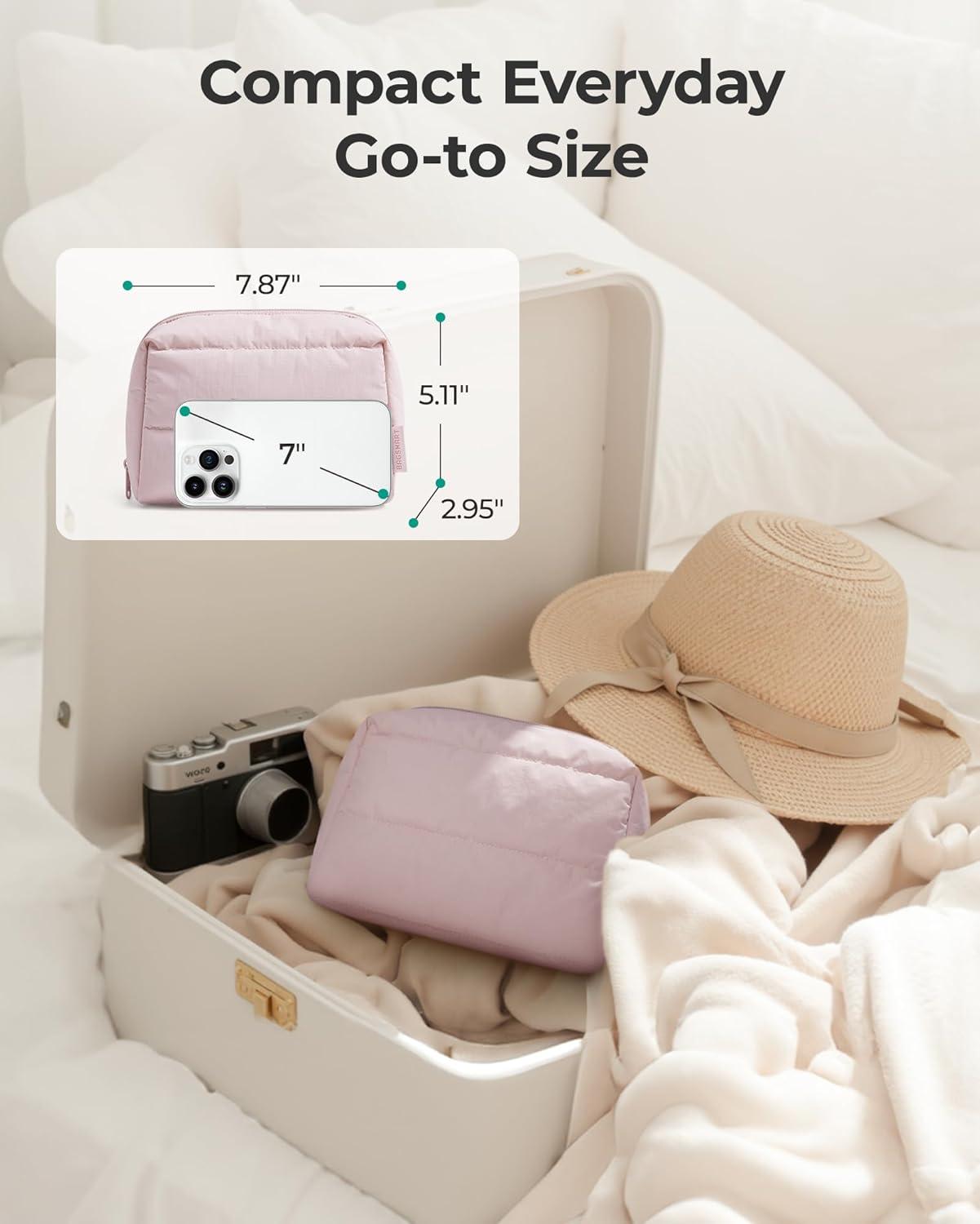 imageBAGSMART Small Makeup Bag Travel Cosmetic Bag Make Up Pouch Small Travel Zipper PouchWaterresistant Toiletry BagMakeup Organizer Bag for Women BlackLeopard Print