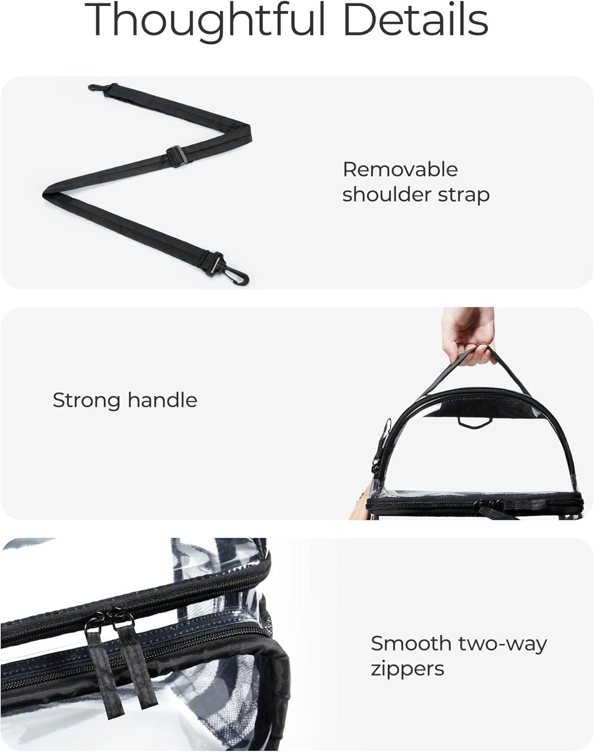 imageBAGSMART Stadium Approved Clear Bag 12x6x12 Double Deck Lunch Box Convertible to Backpack Waterproof PVC PinkDusky Pink