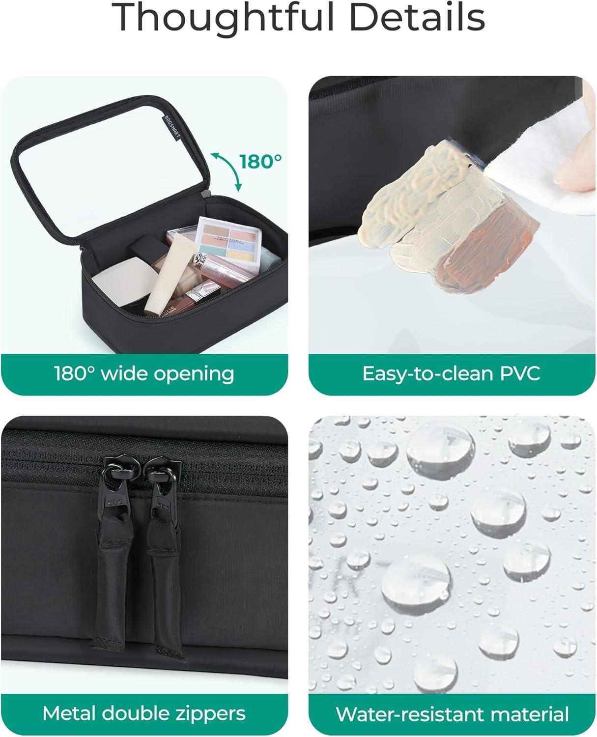 imageBAGSMART TSAApproved Toiletry Bag Large Opening Clear Makeup Bag with Handle Quart Sized Travel Toiletry Bag CarryOn Airline Compliant for Men and Women BlackBlush Pink