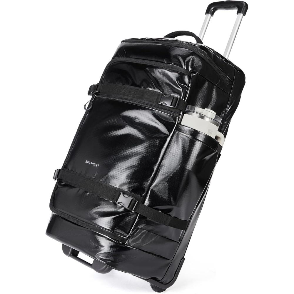 imageBAGSMART 70L Rolling Duffle Bag with Wheels Large Travel Duffel Luggage Bag for Men Water Repellent Heavy Duty for Travel Camp BlackBlack