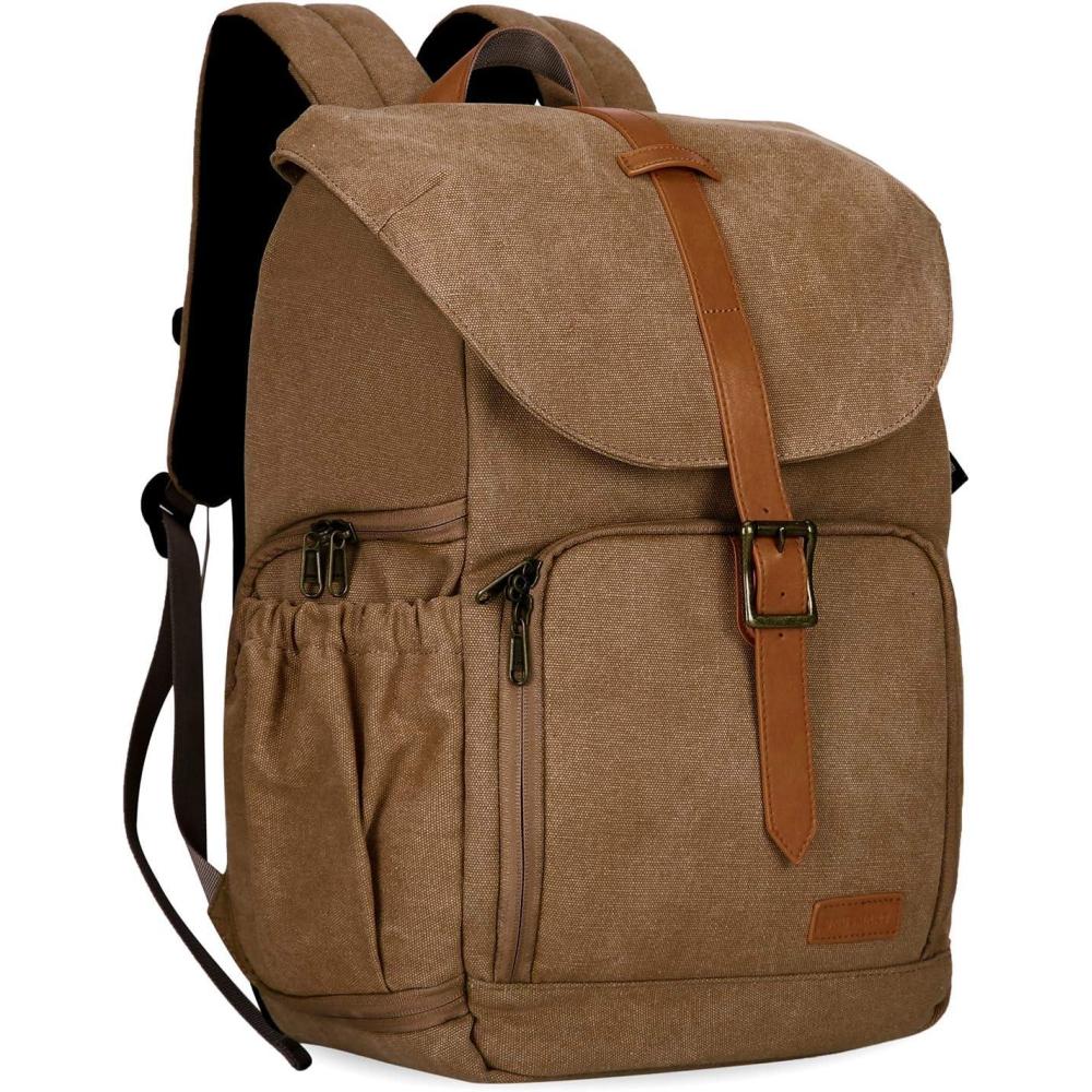 imageBAGSMART Camera Backpack DSLR SLR Waterproof Camera Bag AntiTheft Photography Backpack with 15 Inch Laptop Compartment Tripod Holder amp Rain Cover BlackKhaki