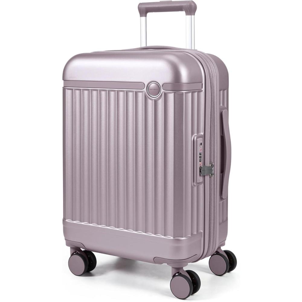 imageBAGSMART Carry On Luggage 22x14x9 Airline Approved with Spinner Wheels Travel TSA Approved 100 PC Hard Shell Suitcases 20 Inch Expandable Luggage with TSA Lock Dark Sea GreenPurple