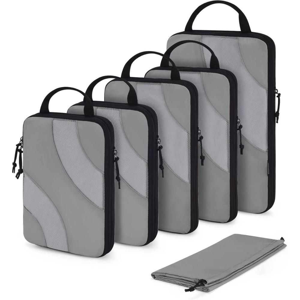 imageBAGSMART Compression Packing Cubes 6 Set4 Set2 Set Travel Packing Cubes for Carry on Suitcases Compression Suitcase Organizers Bag Set amp Travel Cubes for Luggage Lightweight Packing Organizers05Grey