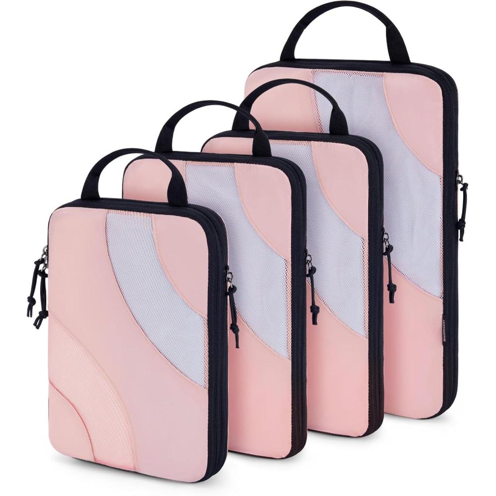 imageBAGSMART Compression Packing Cubes 6 Set4 Set2 Set Travel Packing Cubes for Carry on Suitcases Compression Suitcase Organizers Bag Set amp Travel Cubes for Luggage Lightweight Packing OrganizersBaby Pink
