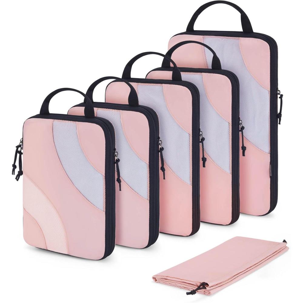 imageBAGSMART Compression Packing Cubes 6 Set4 Set2 Set Travel Packing Cubes for Carry on Suitcases Compression Suitcase Organizers Bag Set amp Travel Cubes for Luggage Lightweight Packing Organizers01Baby Pink