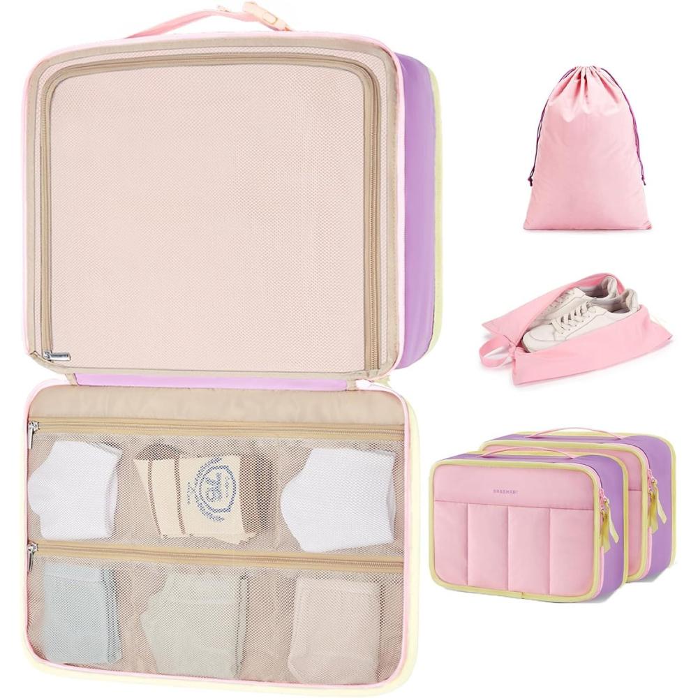 imageBAGSMART Compression Packing Cubes Travel Cubes for Packing 654 Set Suitcase Organizer Bags Set Lightweight Packing Organizers04Colorful