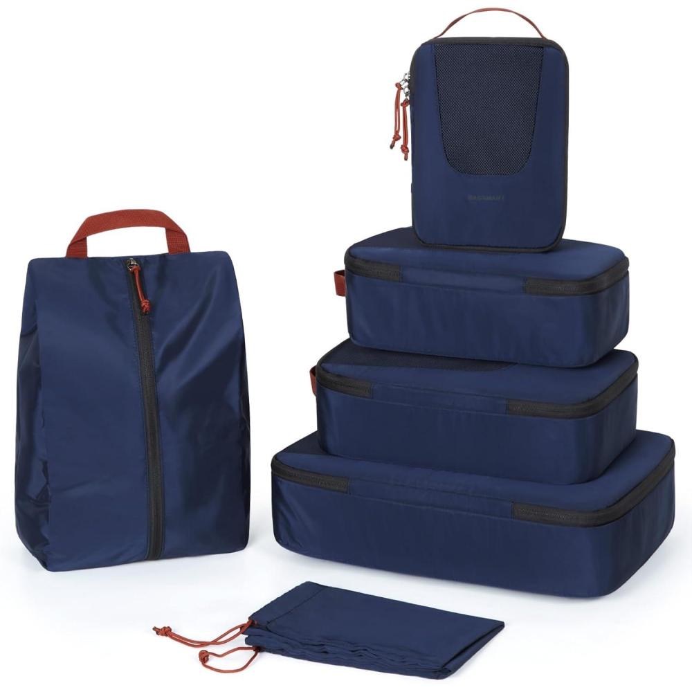imageBAGSMART Compression Packing Cubes Travel Cubes for Packing 654 Set Suitcase Organizer Bags Set Lightweight Packing Organizers04Navy