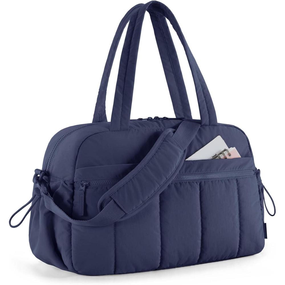 imageBAGSMART Gym Bag for Women Duffle Bag for Travel with Wet Pocket Lightweight Carry on Weekender Duffel Water ResistantNavy Blue