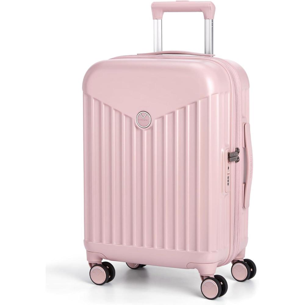 imageBAGSMART Hardside Expandable Luggage With Spinner Wheels PC Lightweight CarryOn Luggage Airline Approved With TSA Lock Durable Women Travel Suitcase Carry On 20 Inch PinkPink