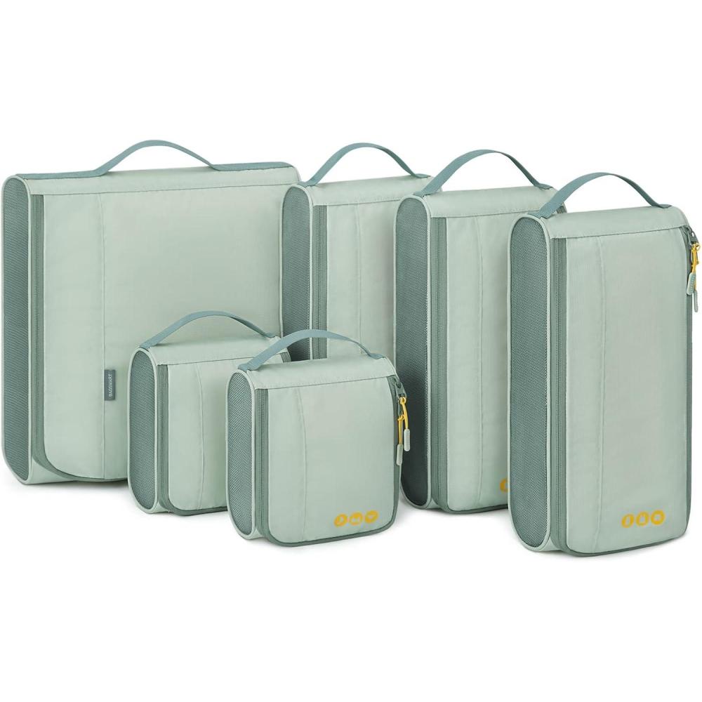 imageBAGSMART Keep Shape Packing Cubes for Travel 6 Set Travel Cubes for Packing Lightweight Suitcase Organizer Bags Set for Travel Essentials05Balsam Green