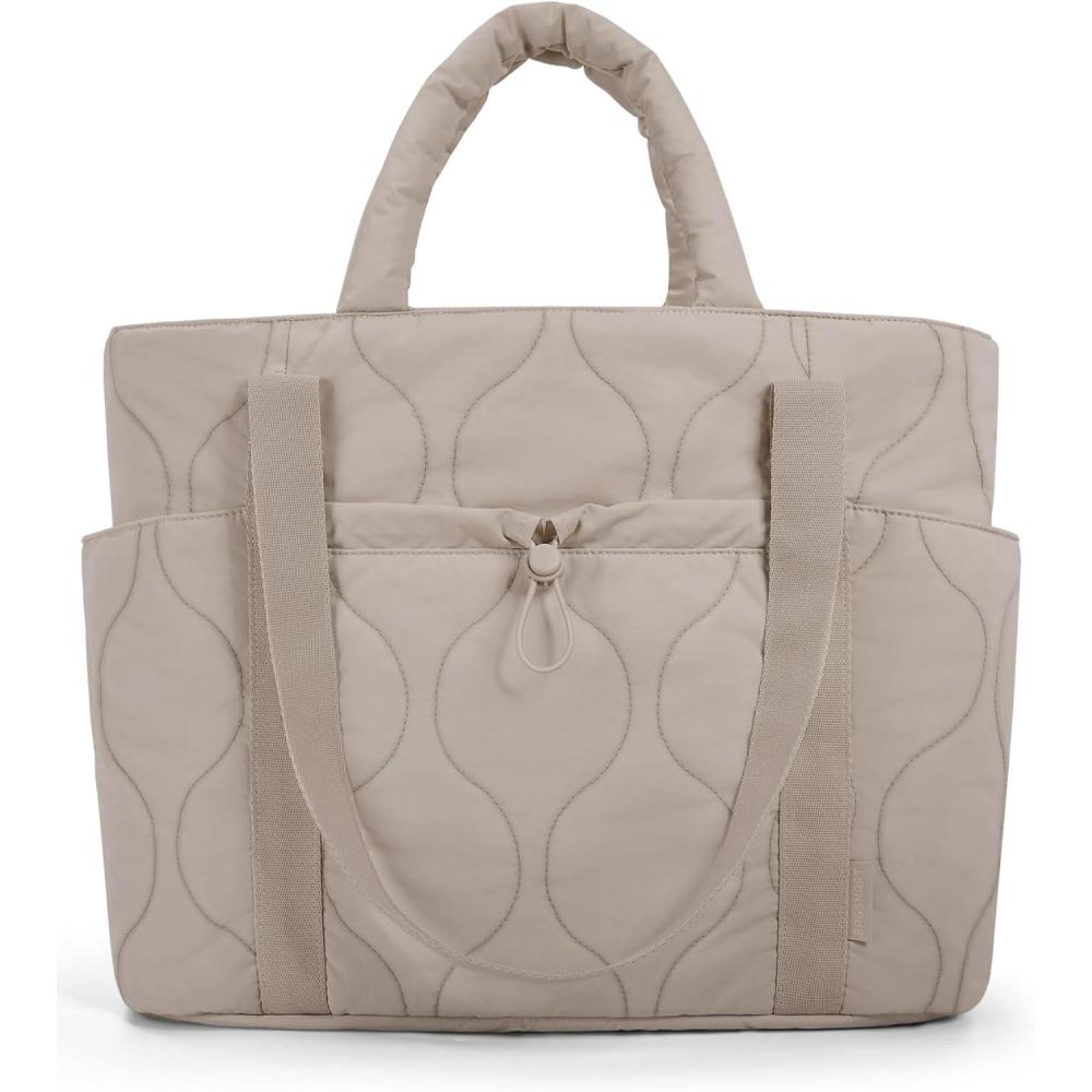 imageBAGSMART Puffer Tote Bag for Women Quilted Travel Top Handle Large Lightweight Shoulder Handbags with Zipper