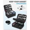 BAGSMART Cable Organizer Bag, Travel Electronics Organizer with Adjustable Divider, Tech Bag Carrying Case, Storage Bag Sturdy Tool Case with Handle for Cellphone Cord Electronics Accessories, Black(Black)