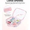 BAGSMART Clear Toiletry Bag, 2 Pack TSA Approved Travel Toiletry Bag Carry on Travel Accessories Bag Airport Airline Quart Size Bags Water Repellent Makeup Cosmetic Bag for Women (Black-2pcs)(Pink-with handle+180° open)