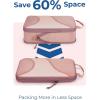 BAGSMART Compression Packing Cubes – 6 Set Travel Packing Cubes for Suitcases, Compression Suitcase Organizers with Shoe Bag(04-Brier Rose)