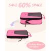 BAGSMART Compression Packing Cubes, Travel Cubes for Packing, 6/5/4 Set Suitcase Organizer Bags Set, Lightweight Packing Organizers(M-Barbie Powder)
