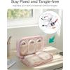 BAGSMART Electronics Organizer Travel Case, Cord Storage for Chargers Cables Phones, Compact Tech Accessories Pouch, Pink(Beige)