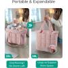 BAGSMART Expandable Tote Bag for Women, Zippered Puffer Design with Water-Resistant Quilted, Nurse and Carry-On Travel Bag, Pink